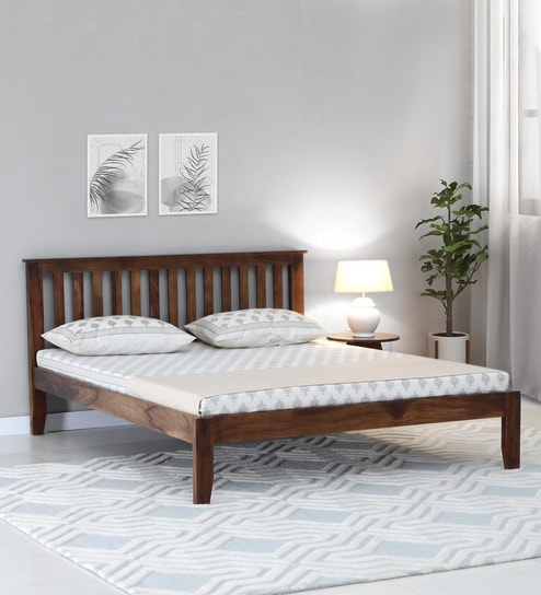 Eva Sheesham Wood Queen Size Bed In Provincial Teak Finish