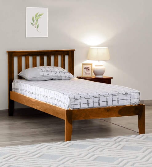 Eva Sheesham Wood Single Bed In Rustic Teak Finish