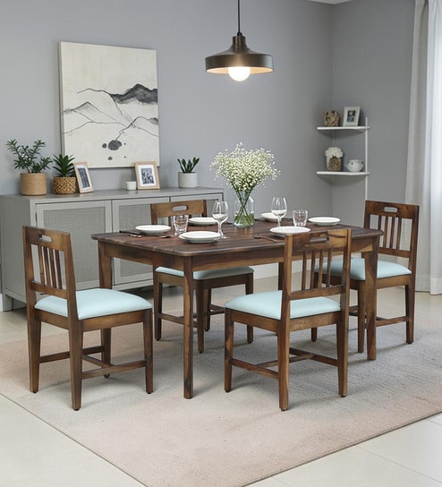 Evelyn Sheesham Wood 4 Seater Dining set in provincial Teak Finish