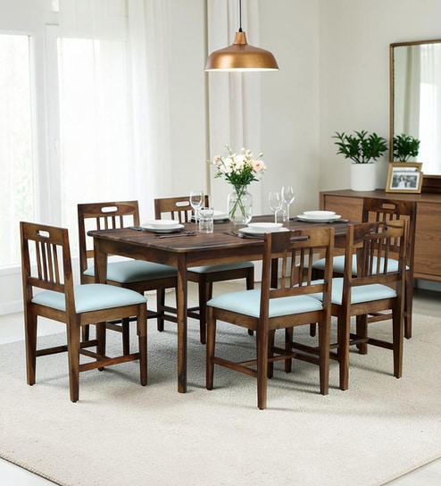Evelyn Sheesham Wood 6 Seater Dining set in provincial Teak Finish