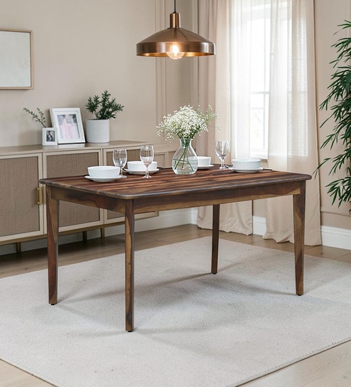 Evelyn Sheesham Wood Dining Table in Provincial Teak Finish
