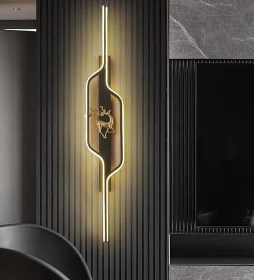 Everett 600mm Deer Accent Wall Light Black Body Tri-Color LED Modern Decorative Wall Lamp for Living Room Bedroom