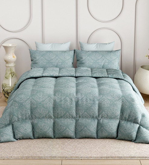 Green Everyday King Size Bedding Set with 180TC Bedsheet With Comforter & 2pc Pillow Covers
