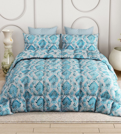 Blue Everyday King Size Bedding Set with 180TC Bedsheet With Comforter & 2pc Pillow Covers