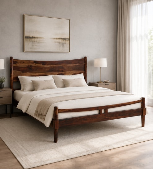 Swoon Sheesham Wood King Size Bed in Provincial Teak Finish