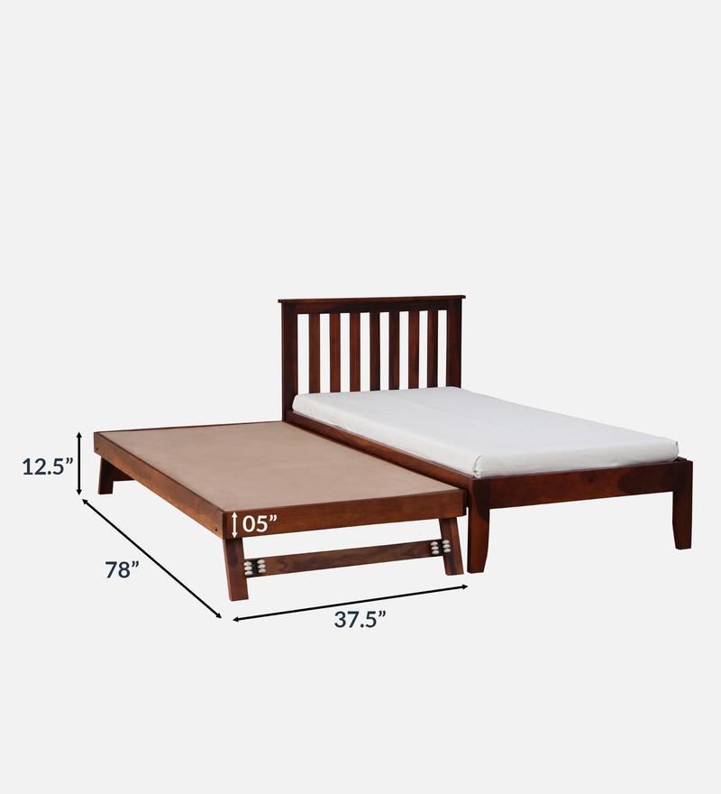 Buy Eva Sheesham Wood Single Bed In Honey Oak Finish With Trundle ...