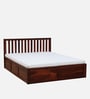 Eva Sheesham Wood Queen Size Bed In Honey Oak Finish With Box Storage