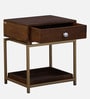 Eve Solid Wood End Table In Provincial Teak & Golden Finish