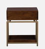 Eve Solid Wood End Table In Provincial Teak & Golden Finish