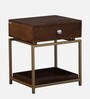 Eve Solid Wood End Table In Provincial Teak & Golden Finish