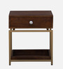 Eve Solid Wood End Table In Provincial Teak & Golden Finish