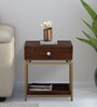 Eve Solid Wood End Table In Provincial Teak & Golden Finish