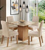 Evelin 4 Seater Dining Set in Wood Finish