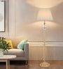 Evelyn Shade Floor Lamp Gold Metal Body Fabric Lampshade Modern Standing Lamp