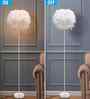 Everly Feather Shade Floor Lamp Gold Metal Body Warm LED Modern Decorative Standing Lamp Everly Feather Shade Floor Lamp Gold Metal Body Warm LED Modern Decorative Standing Lamp