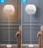Everly Feather Shade Floor Lamp Gold Metal Body Warm LED Modern Decorative Standing Lamp