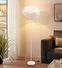 Everly Feather Shade Floor Lamp Gold Metal Body Warm LED Modern Decorative Standing Lamp