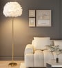 Everly Feather Shade Floor Lamp Gold Metal Body Warm LED Modern Decorative Standing Lamp