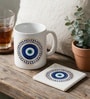 Blue Evil Eye Ceramic Coffee Mug 325 Ml & Fridge Magnet Gift Set