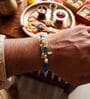Evil Eye Blue Peacock Rakhi With Roli Chawal and Nariyal With Gift Box