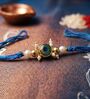 Evil Eye Blue Peacock Rakhi With Roli Chawal and Nariyal With Gift Box