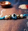 Evil Eye Blue Rakhi With Roli Chawal and Nariyal With Gift Box