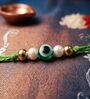 Evil Eye Green Rakhi With Roli Chawal and Nariyal With Gift Box