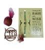Evil Eye Turquoise Rakhi With Roli Chawal and Nariyal With Gift Box