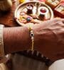 Evil Eye Yellow Rakhi With Roli Chawal and Nariyal With Gift Box