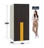Evita 2-Door Wardrobe with Drawers in Antique Ebony & Mango Yellow Finish
