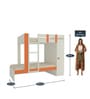 Evita Twin Bunk Bed-cum-Wardrobe in Light Orange Colour