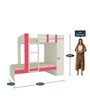 Evita Twin Bunk Bed-cum-Wardrobe in Strawberry Pink Colour