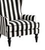 Evren Teak Wood Wing Chair With Suede Fabric In Black Colour