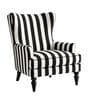 Evren Teak Wood Wing Chair With Suede Fabric In Black Colour