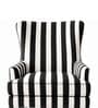Evren Teak Wood Wing Chair With Suede Fabric In Black Colour