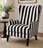 Evren Teak Wood Wing Chair With Suede Fabric In Black Colour