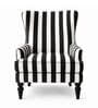Evren Teak Wood Wing Chair With Suede Fabric In Black Colour