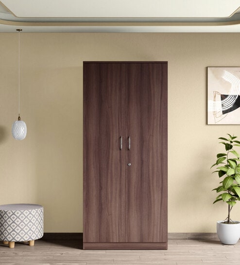 Ewa 2 Door Wardrobe wih Adjustable Shelf In Brown Colour 