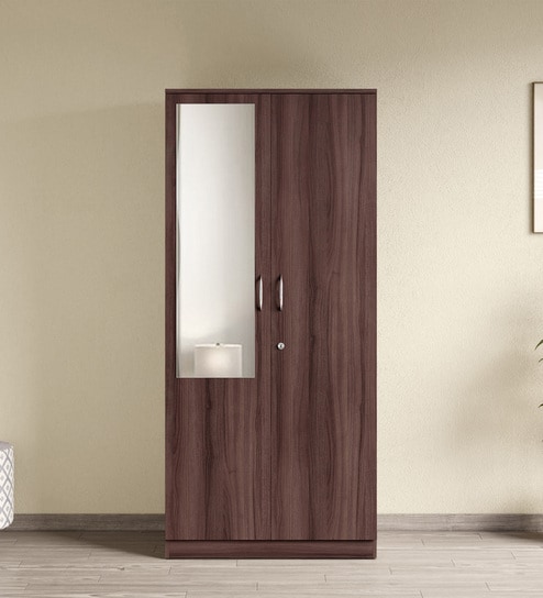 Ewa 2 Door Warobe with Mirror in Brown Finish