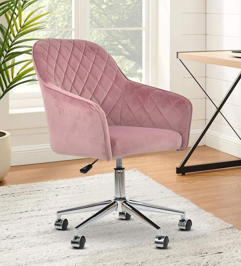 Ewa Leatherette Guest Chair In Pink Colour