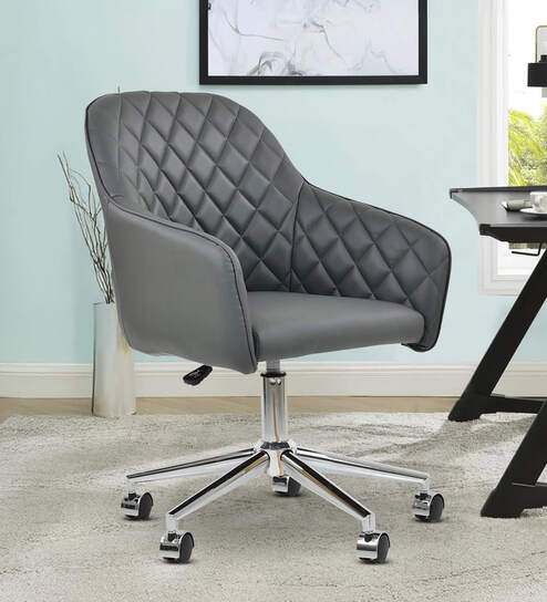 Ewa Leatherette Guest Chair In Grey Colour