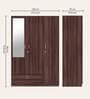 Ewa 3 Door Warobe with Mirror in Brown Finish