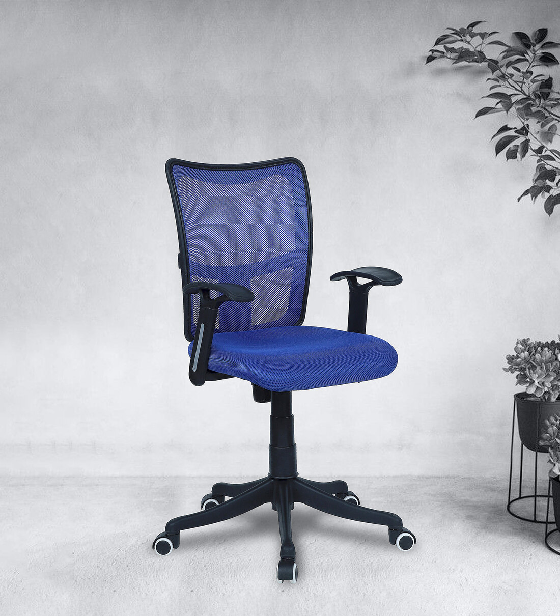 Buy Excel Mid Back Ergonomic Chair In Blue Colour By Furniturstation