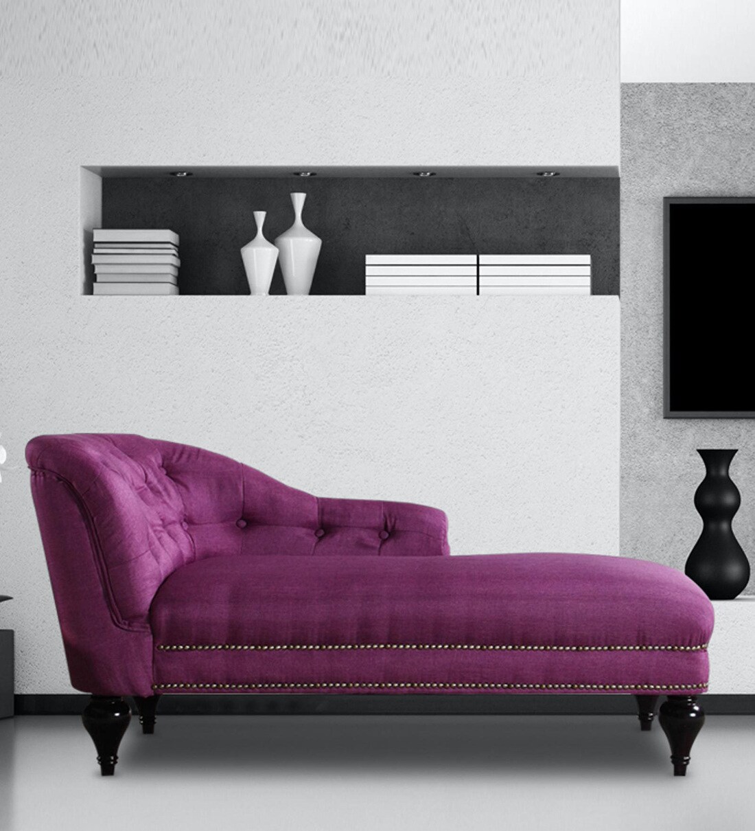 Buy Exclusive Princess LHS Chaise in Dark Purple Colour by Dreamzz