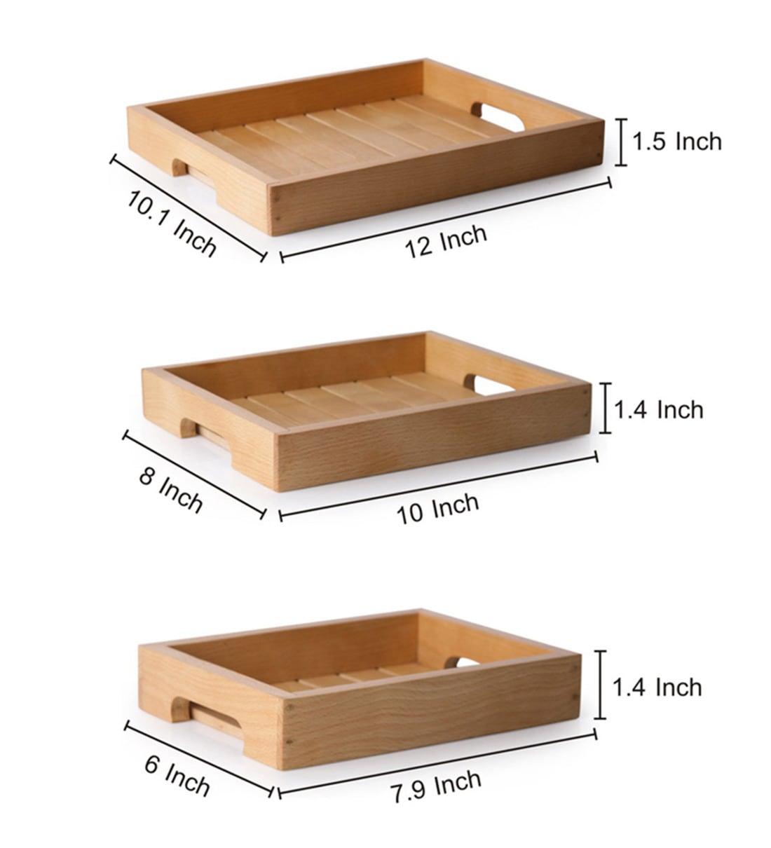 Buy Wooden Rectangle Serving Trays Set of 3 by ExclusiveLane Online ...