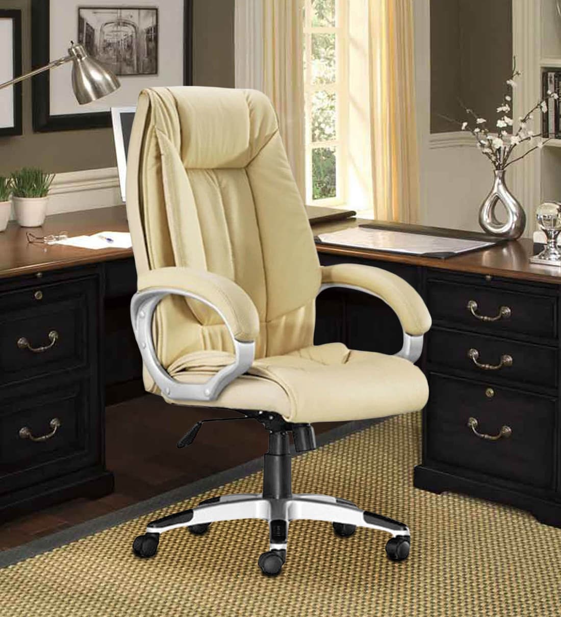 Buy Executive Chair in Cream Colour By Adiko Systems Online High Back