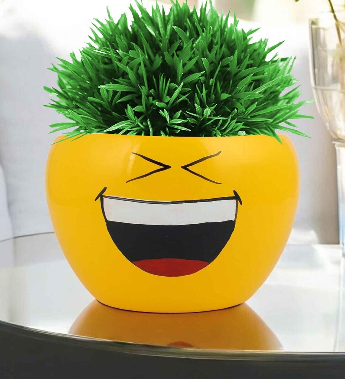 Buy Expression Emoticons Printed Metal Flower Desk Pot (1Pc-Assorted) at  63% OFF by VoiDrop | Pepperfry