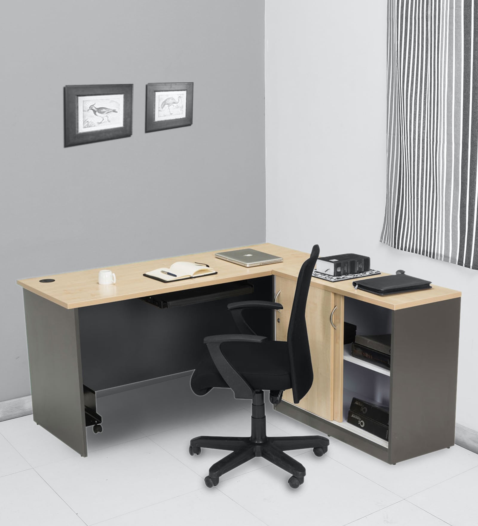 Buy Executive Desk with Sliding in Dual Tone Finish by Durian