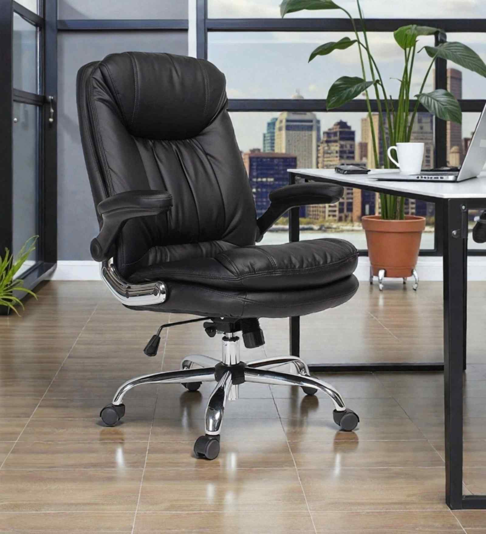 Executive Leatherette Office Chair In Black Colour