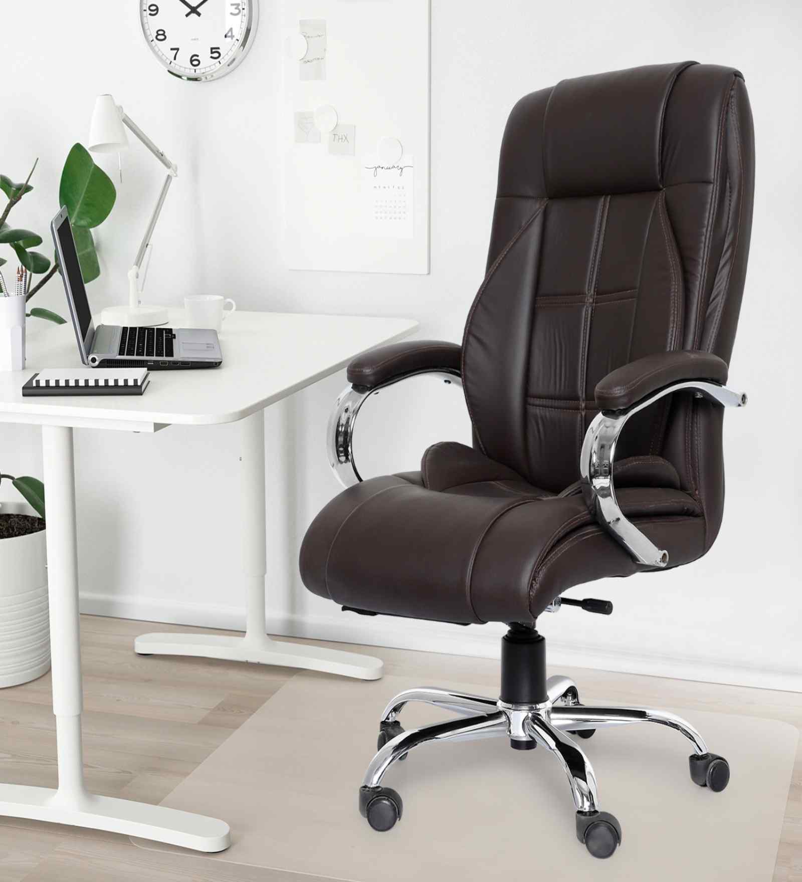 Executive Leatherette Office Chair In Mocha Brown Colour